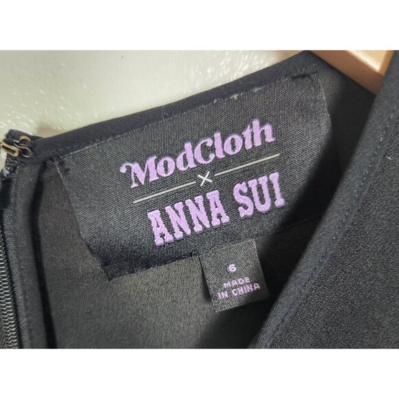 Modcloth X Anna Sui Women's Sz. 6 Rooted In Retro Maxi Print Bell Sleeve Dress - Picture 2 of 8